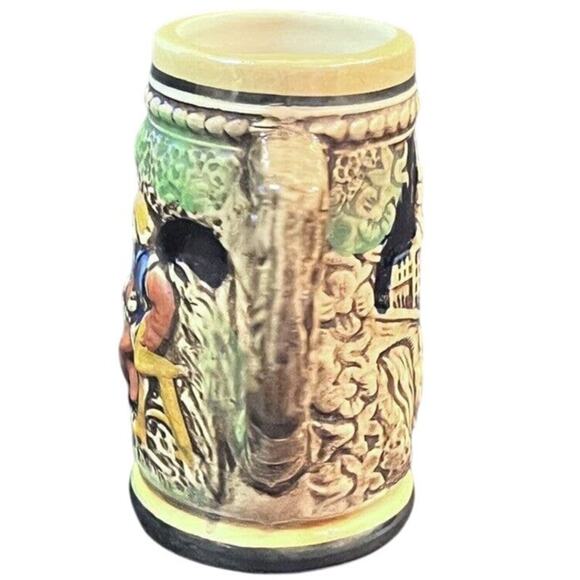 Mini German Beer Stein Mug Ceramic 3.75" Hand-Painted Glazed Vintage - Picture 2 of 6